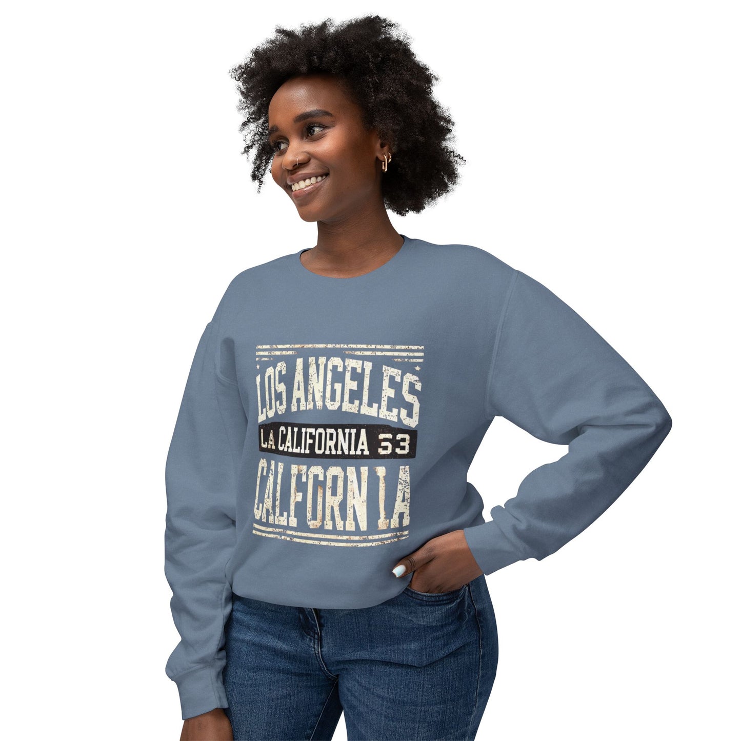 California Vibes Unisex Lightweight Crewneck Sweatshirt - Los Angeles Design