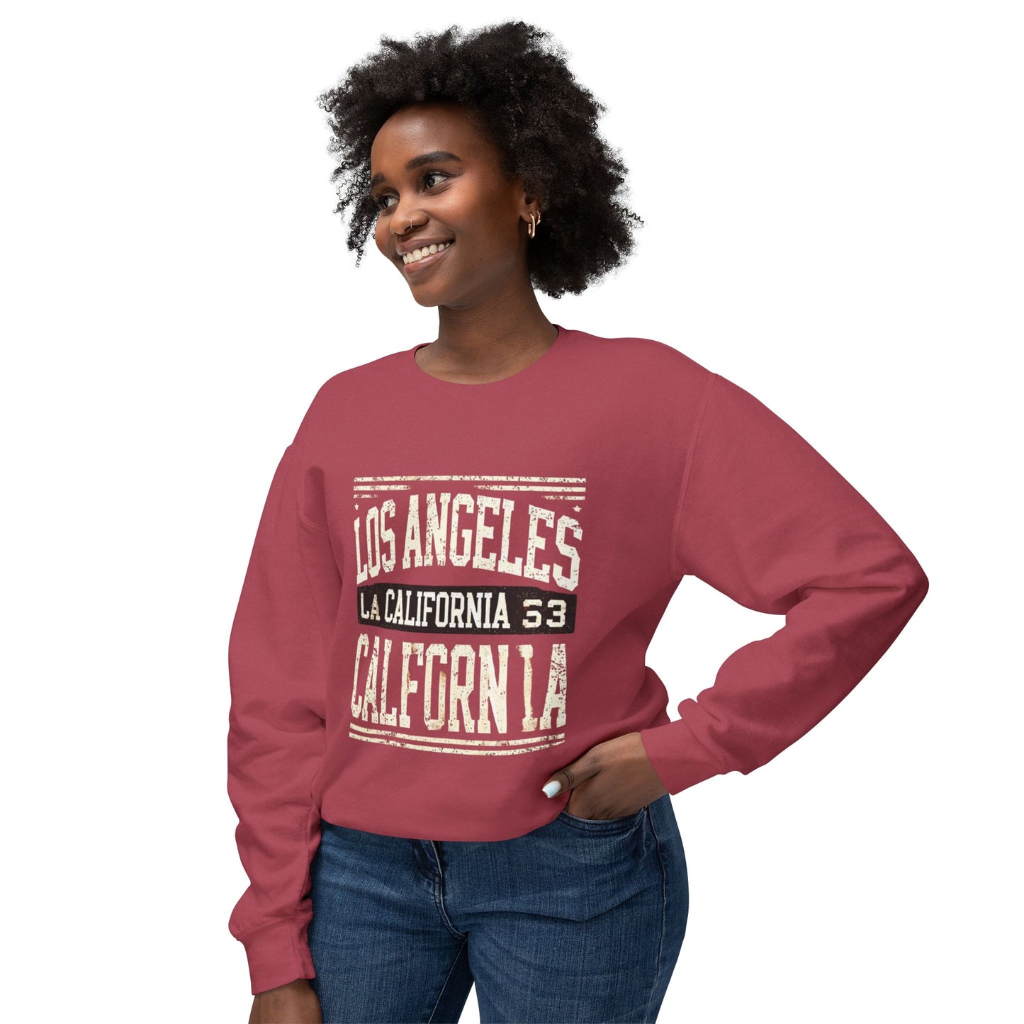 California Vibes Unisex Lightweight Crewneck Sweatshirt - Los Angeles Design